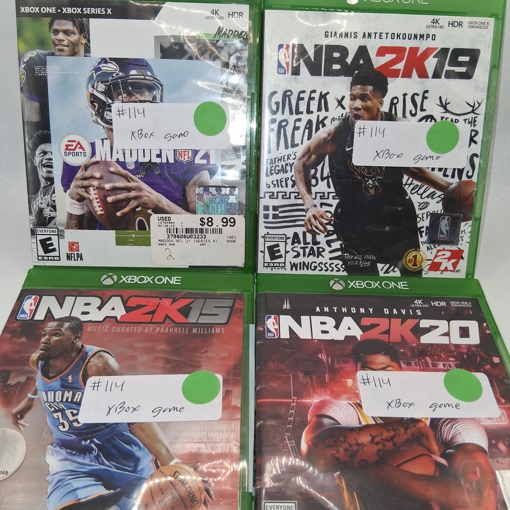 XBOX ONE GAMES NBA 19,NBA 20,NBA 15, MADDEN 4 PACK